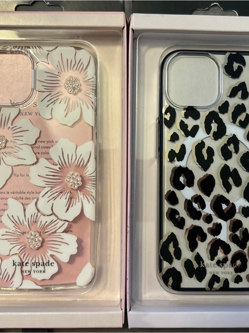 kate spade Floral & Leopard Dual Phone Case Set in Pink, White, Black